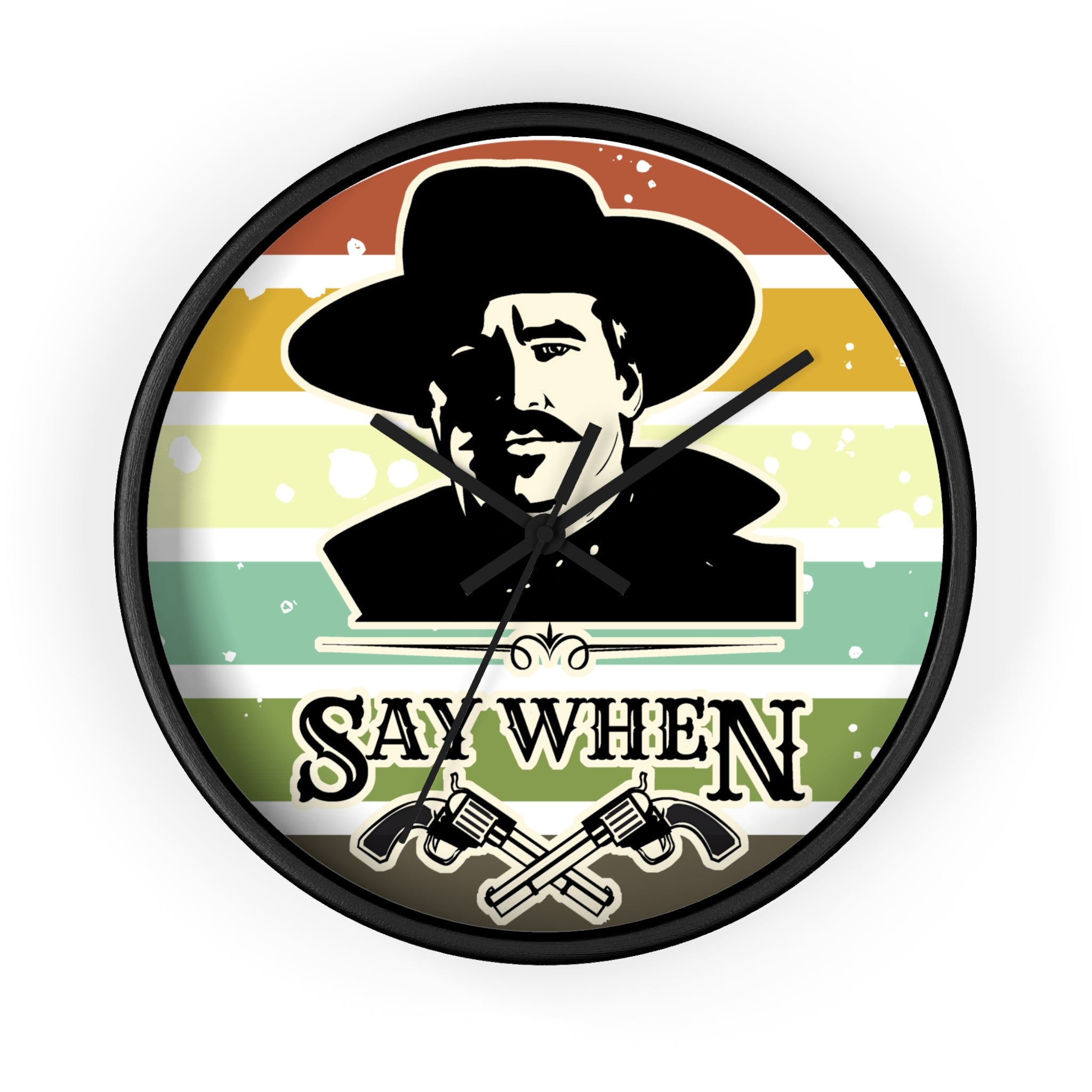 Vintage Western Wall Clock — “Say When” Cowboy Gunfighter Decor