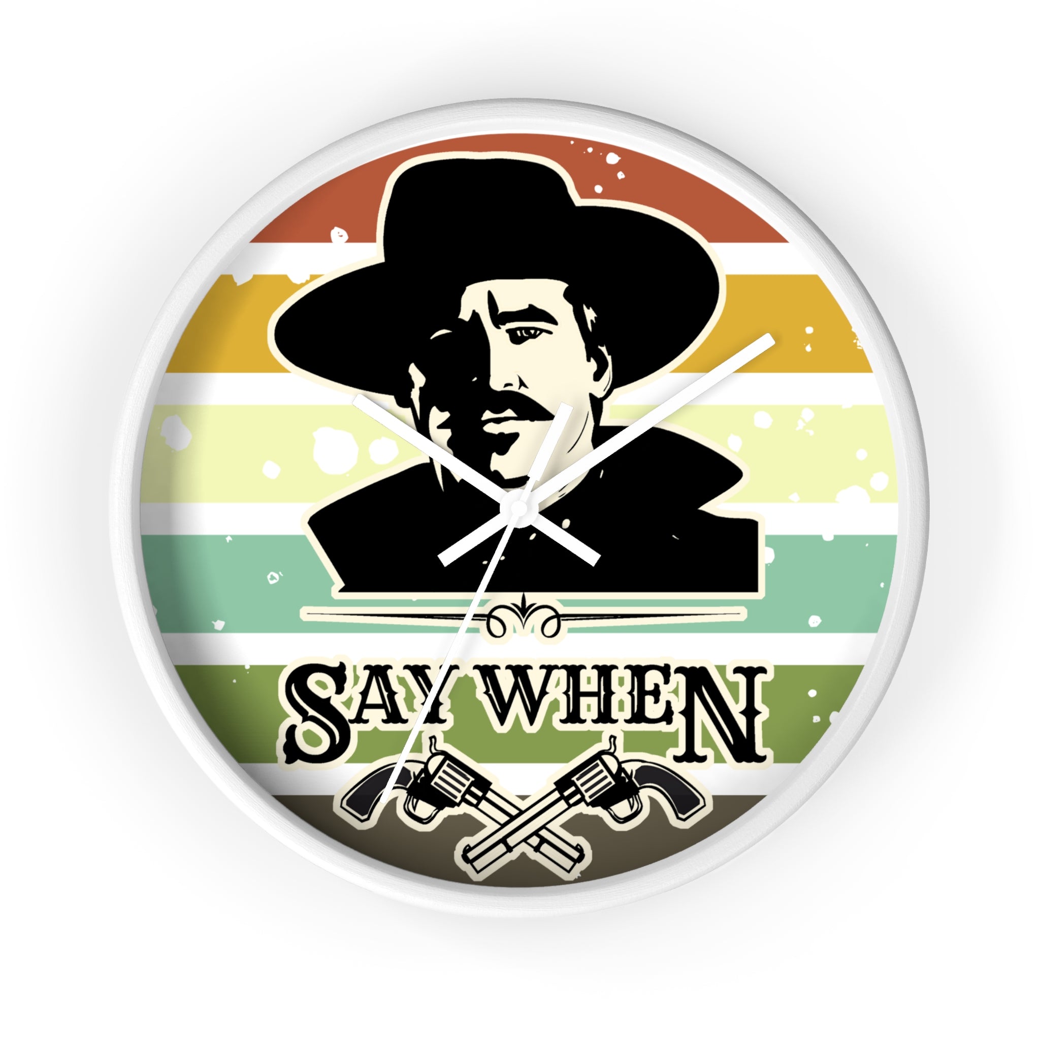 Vintage Western Wall Clock — “Say When” Cowboy Gunfighter Decor