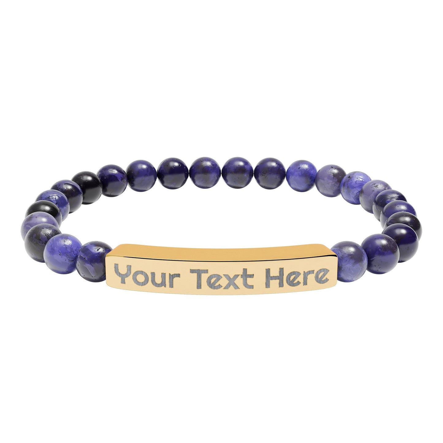 Engravable Natural Stone Bead Bracelet – Personalized