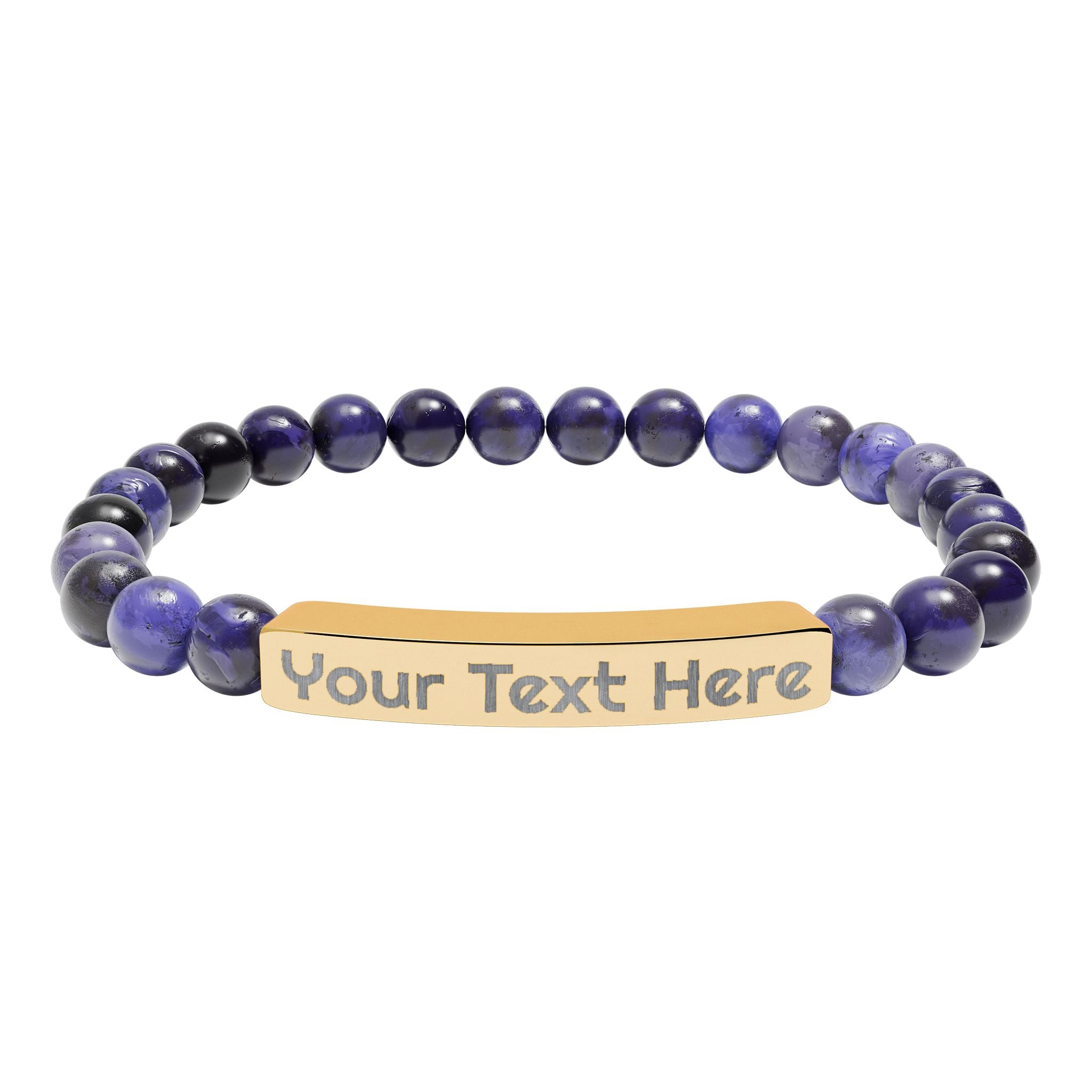 Engravable Natural Stone Bead Bracelet – Personalized