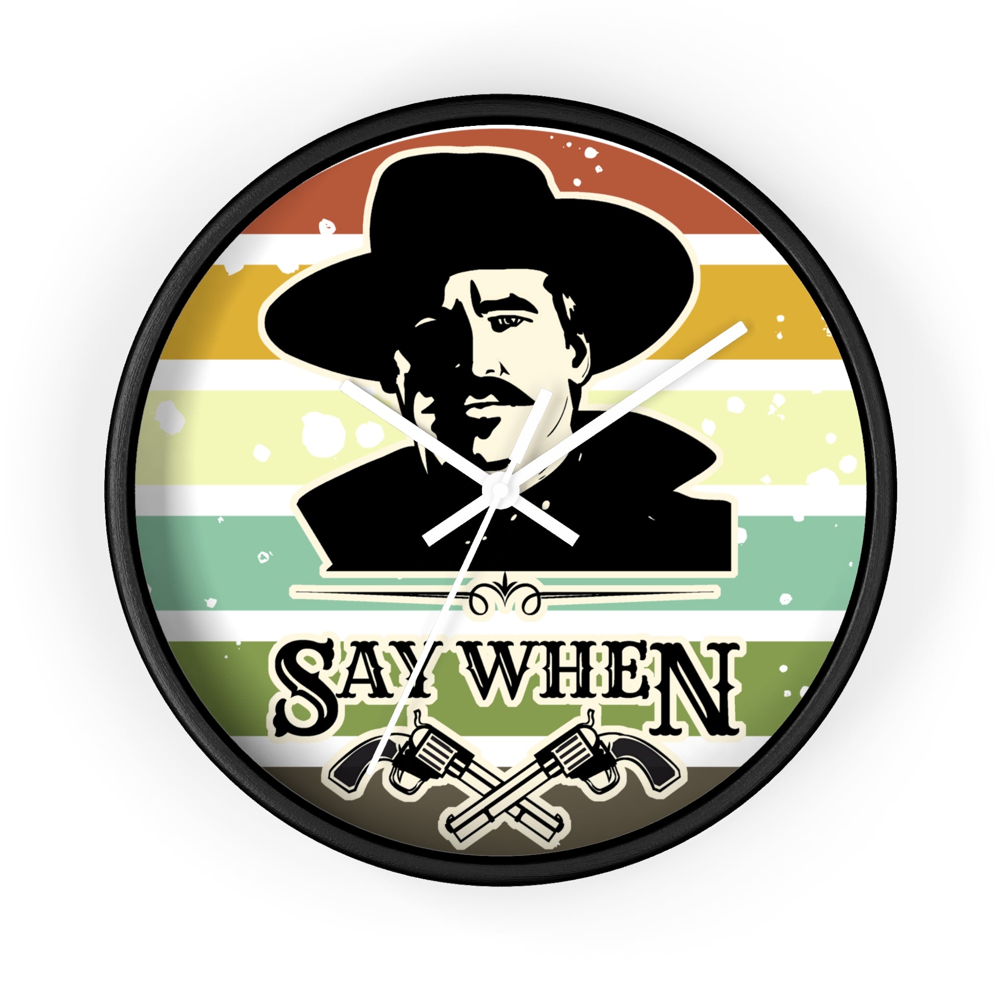 Vintage Western Wall Clock — “Say When” Cowboy Gunfighter Decor