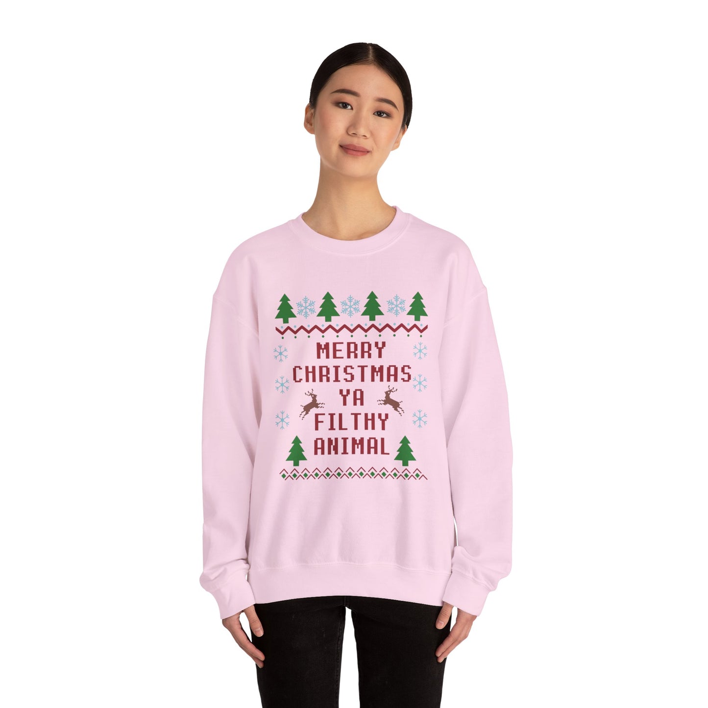 Merry Christmas Ya Filthy Animal Sweatshirt - Ugly Christmas Holiday Crewneck