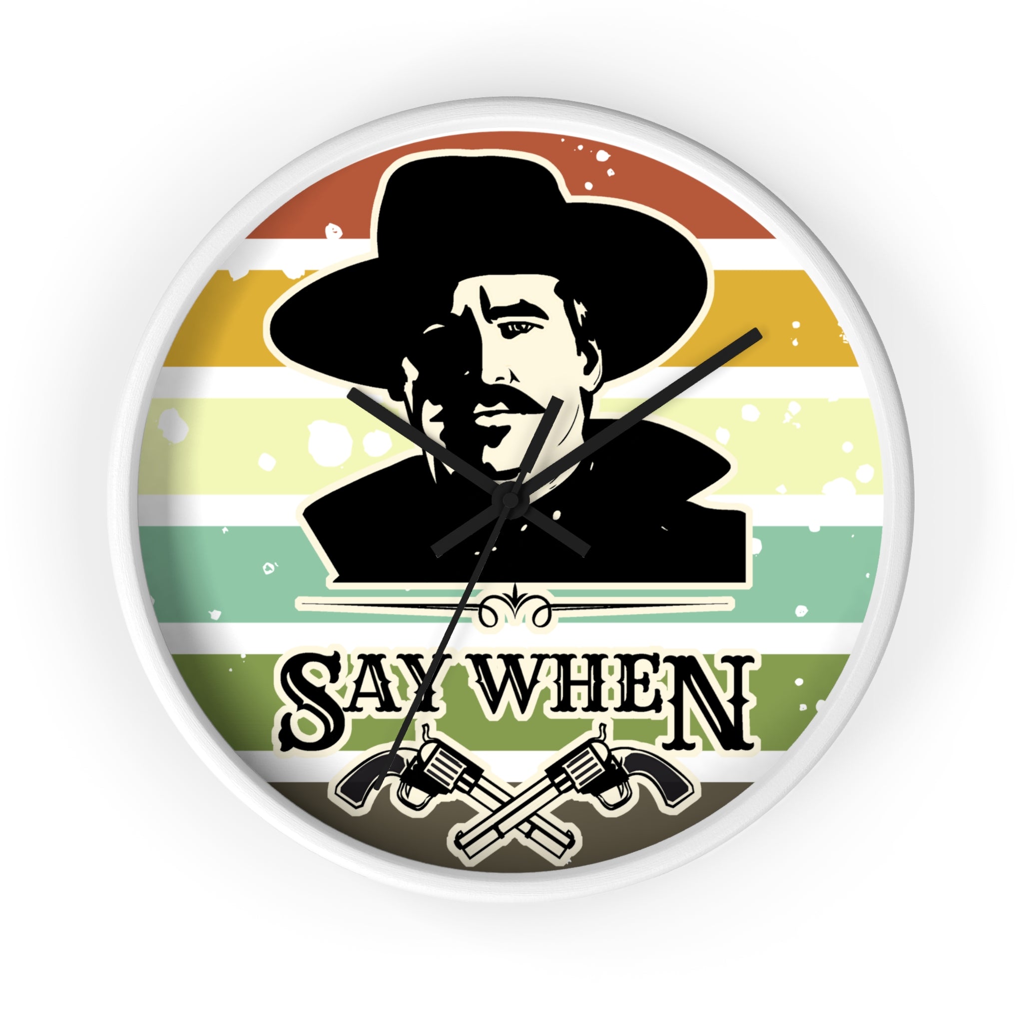 Vintage Western Wall Clock — “Say When” Cowboy Gunfighter Decor