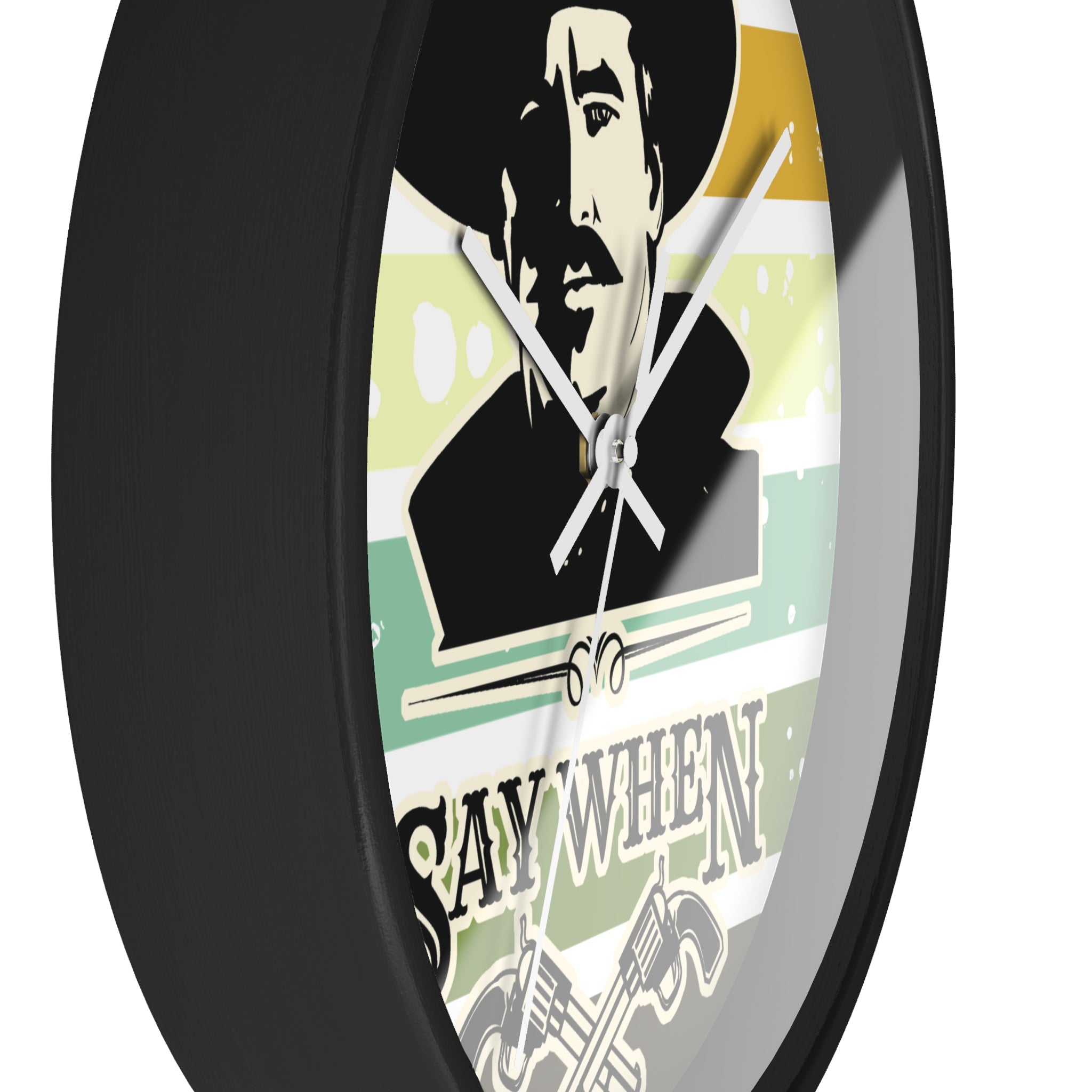 Vintage Western Wall Clock — “Say When” Cowboy Gunfighter Decor
