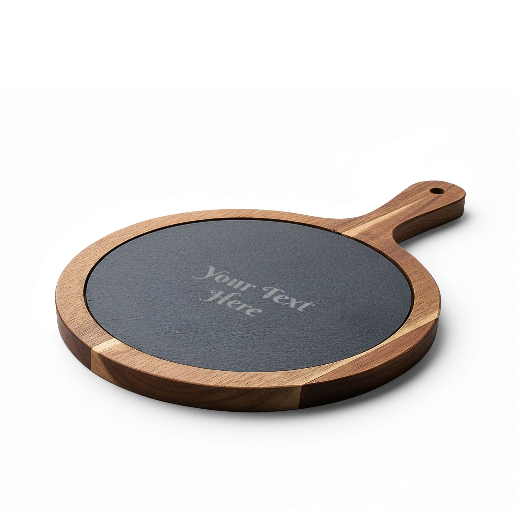 Engraved Acacia Charcuterie Board with Slate Insert & Cheese Knife Set — Personalized Cheese Board Gift