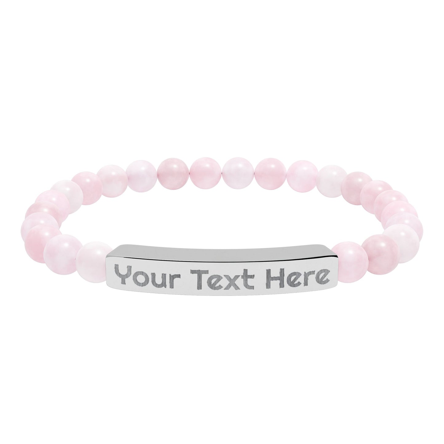 Engravable Natural Stone Bead Bracelet – Personalized