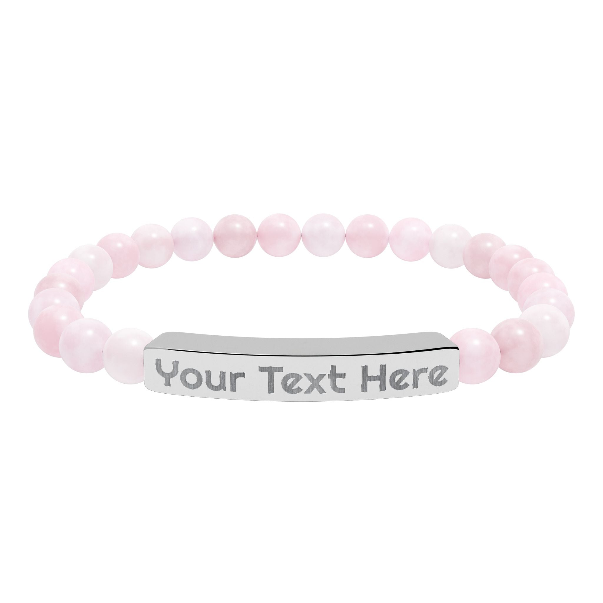 Engravable Natural Stone Bead Bracelet – Personalized