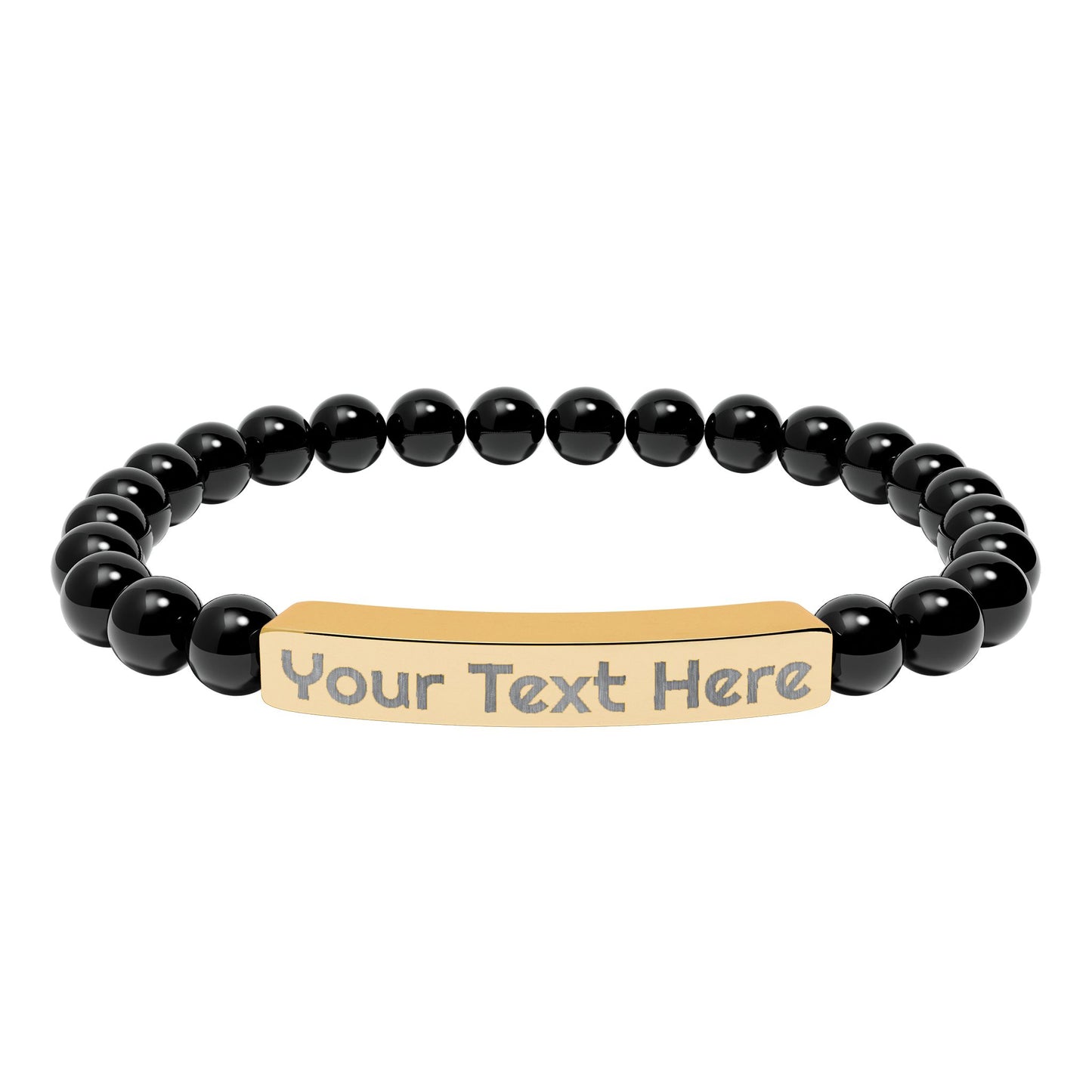 Engravable Natural Stone Bead Bracelet – Personalized