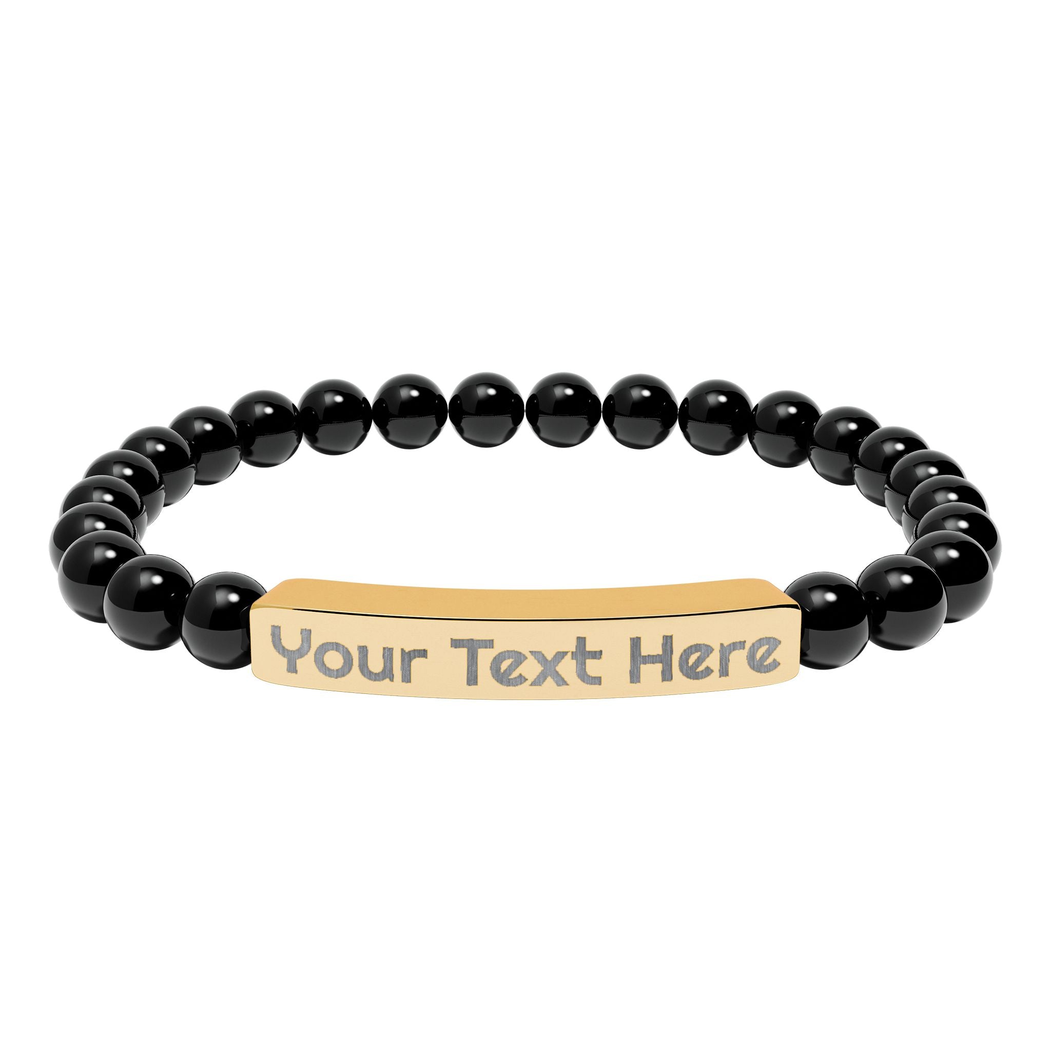 Engravable Natural Stone Bead Bracelet – Personalized