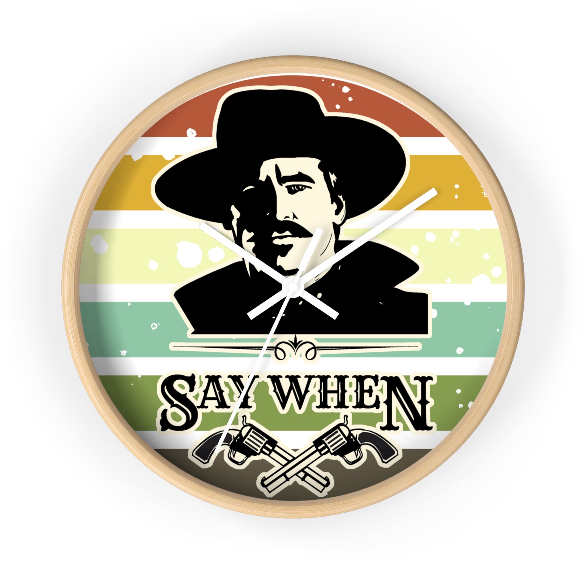 Vintage Western Wall Clock — “Say When” Cowboy Gunfighter Decor