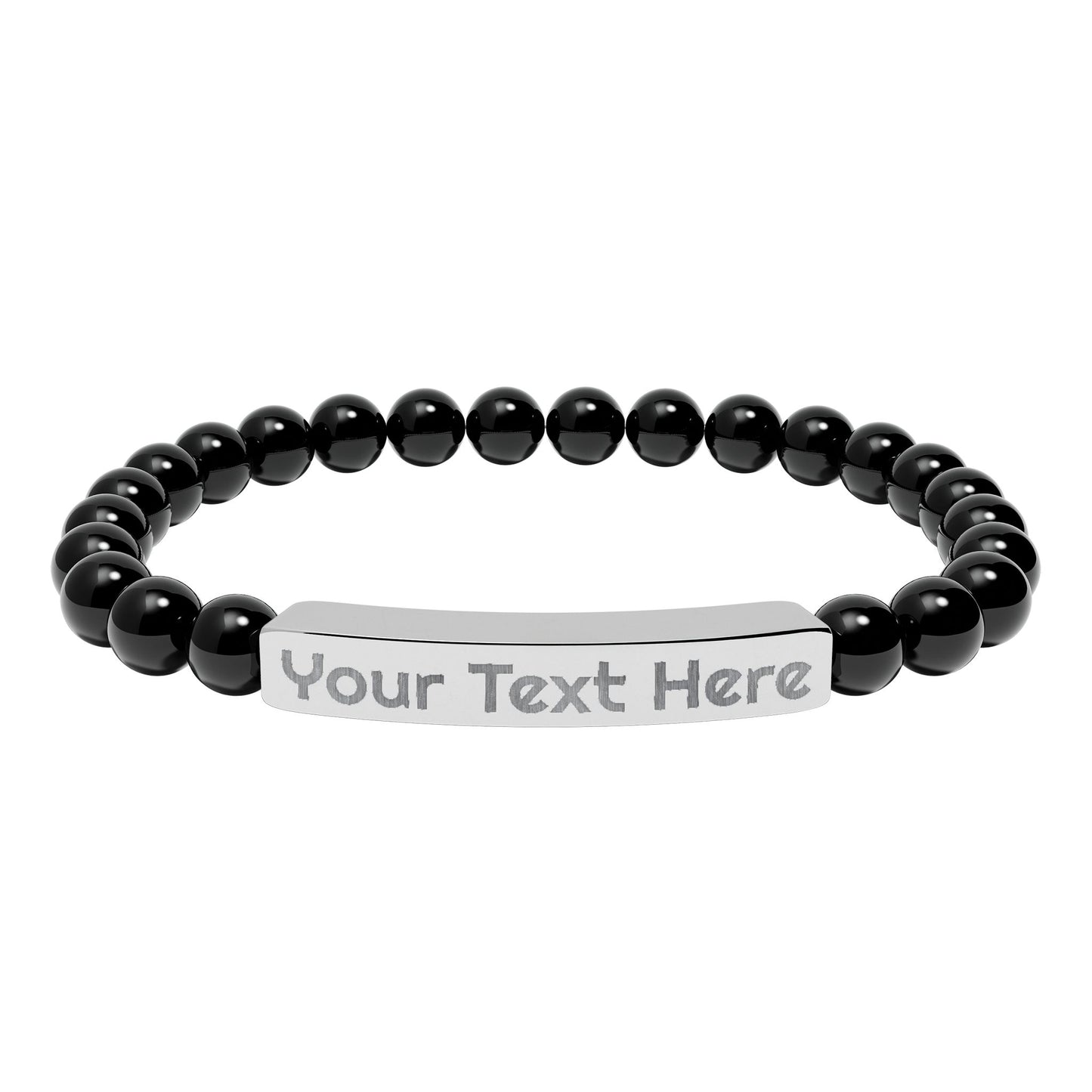Engravable Natural Stone Bead Bracelet – Personalized