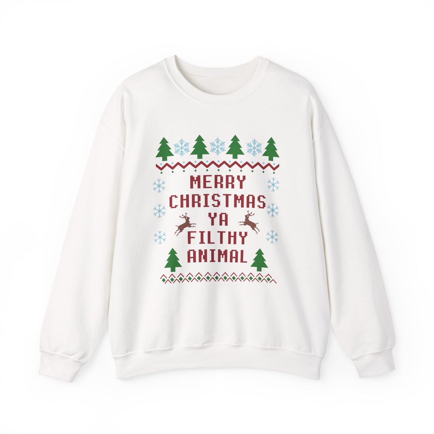 Merry Christmas Ya Filthy Animal Sweatshirt - Ugly Christmas Holiday Crewneck