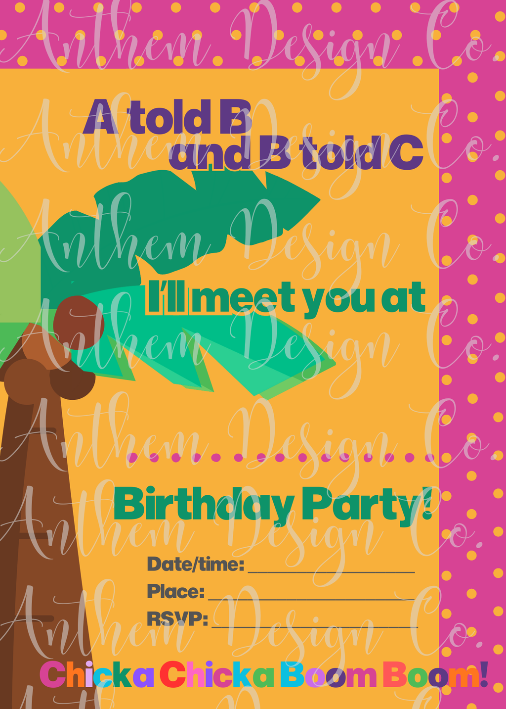 Chicka Chicka Boom Boom Printable Party Set!