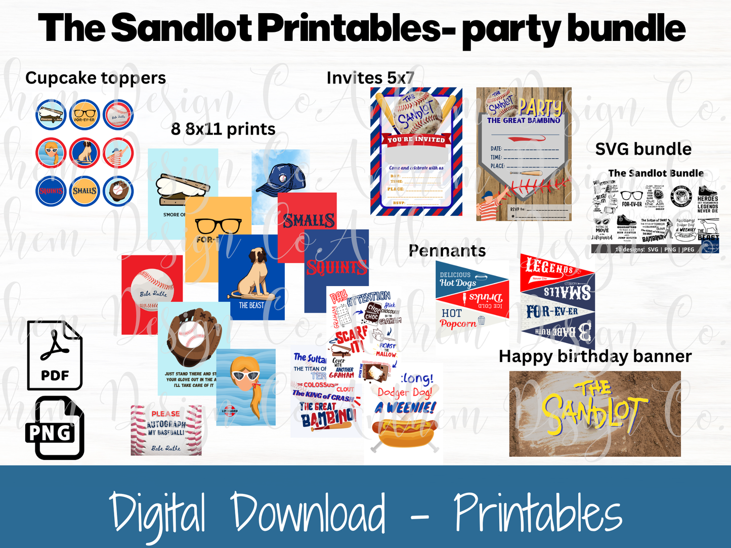 "The Sandlot" Printable Party Bundle | Digital Decor & Favors