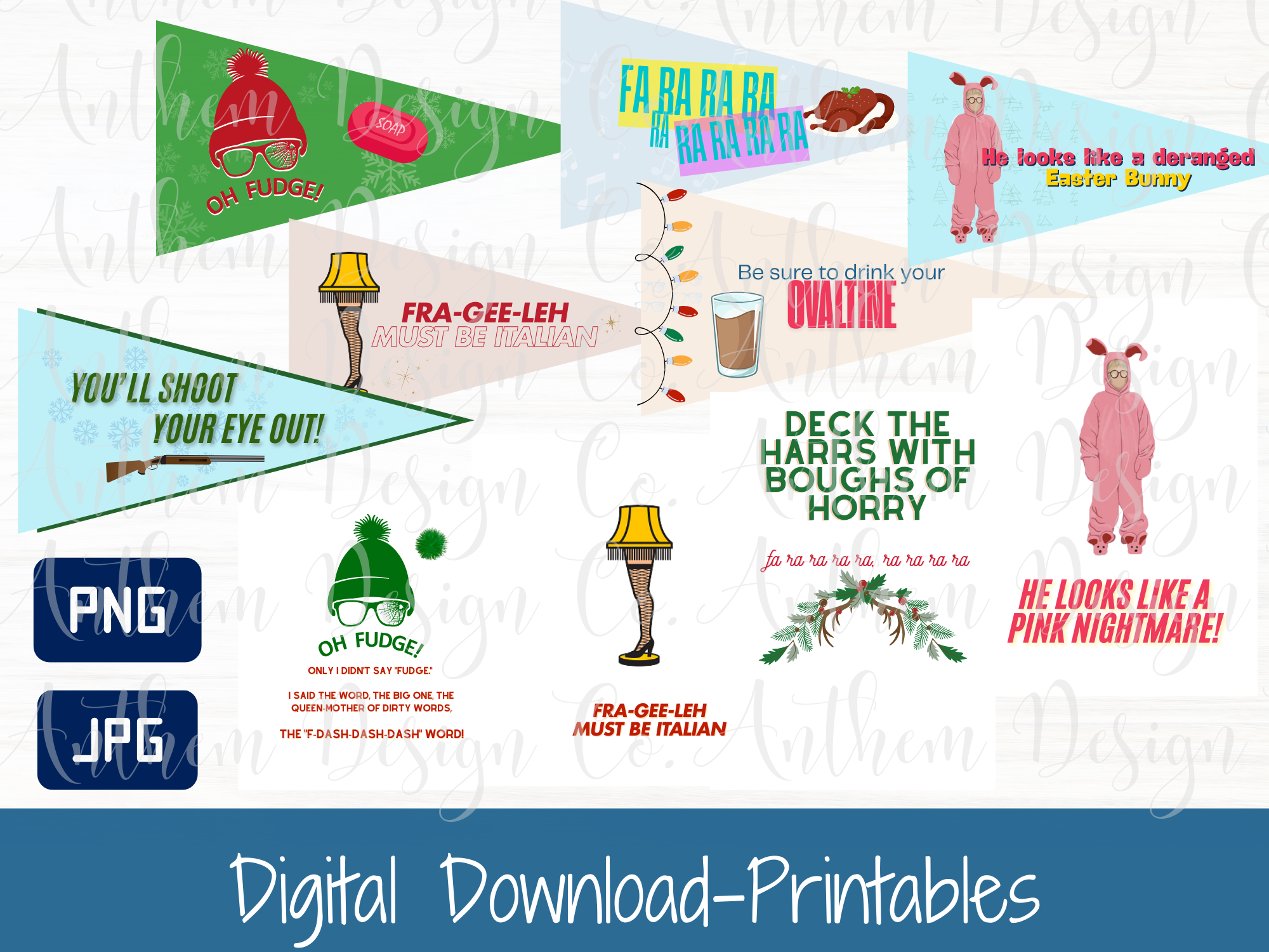"a christmas story" pennant and sign printable bundle | christmas decor