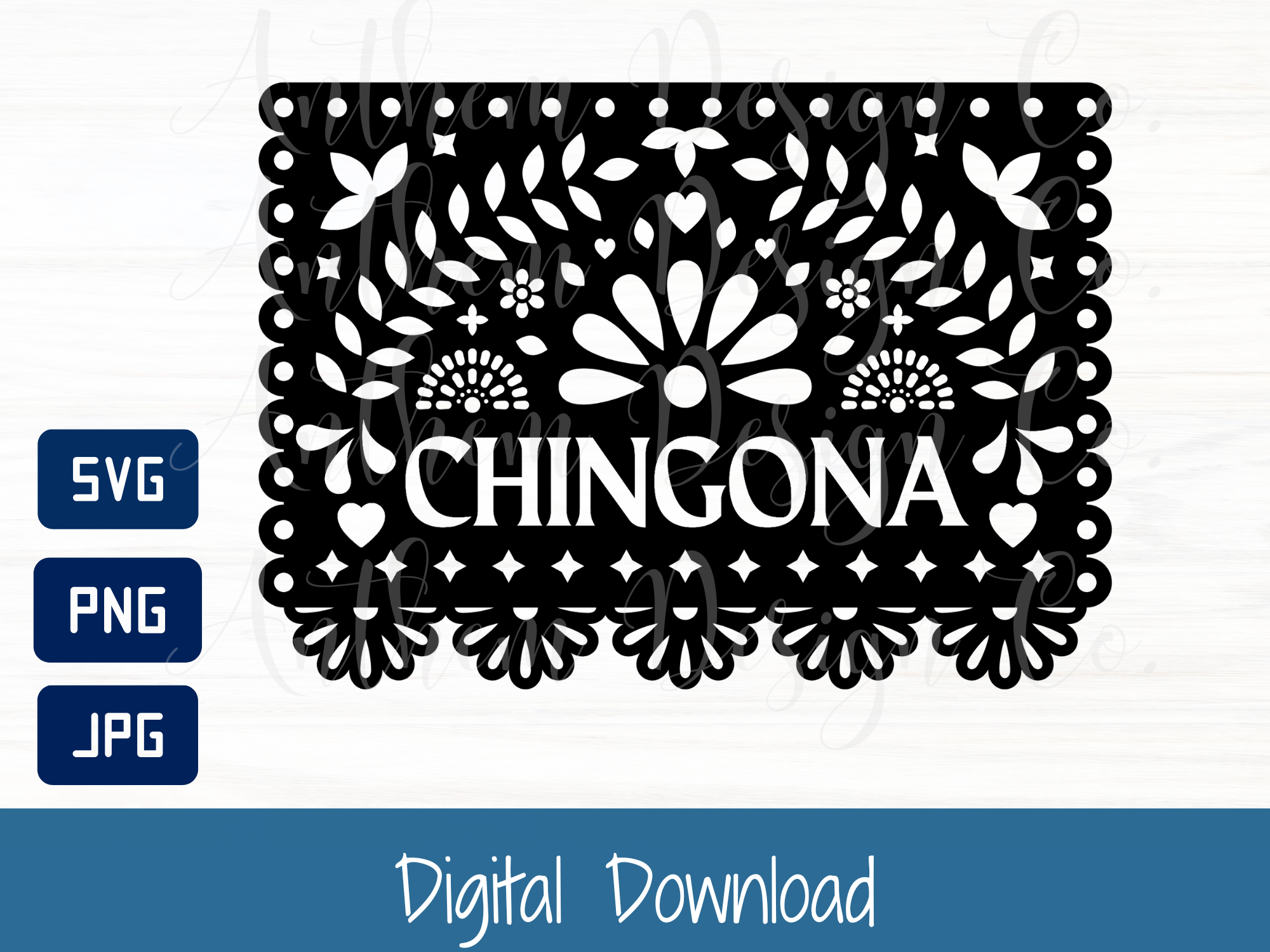 Chingona Papel Picado SVG | Cut File and Design