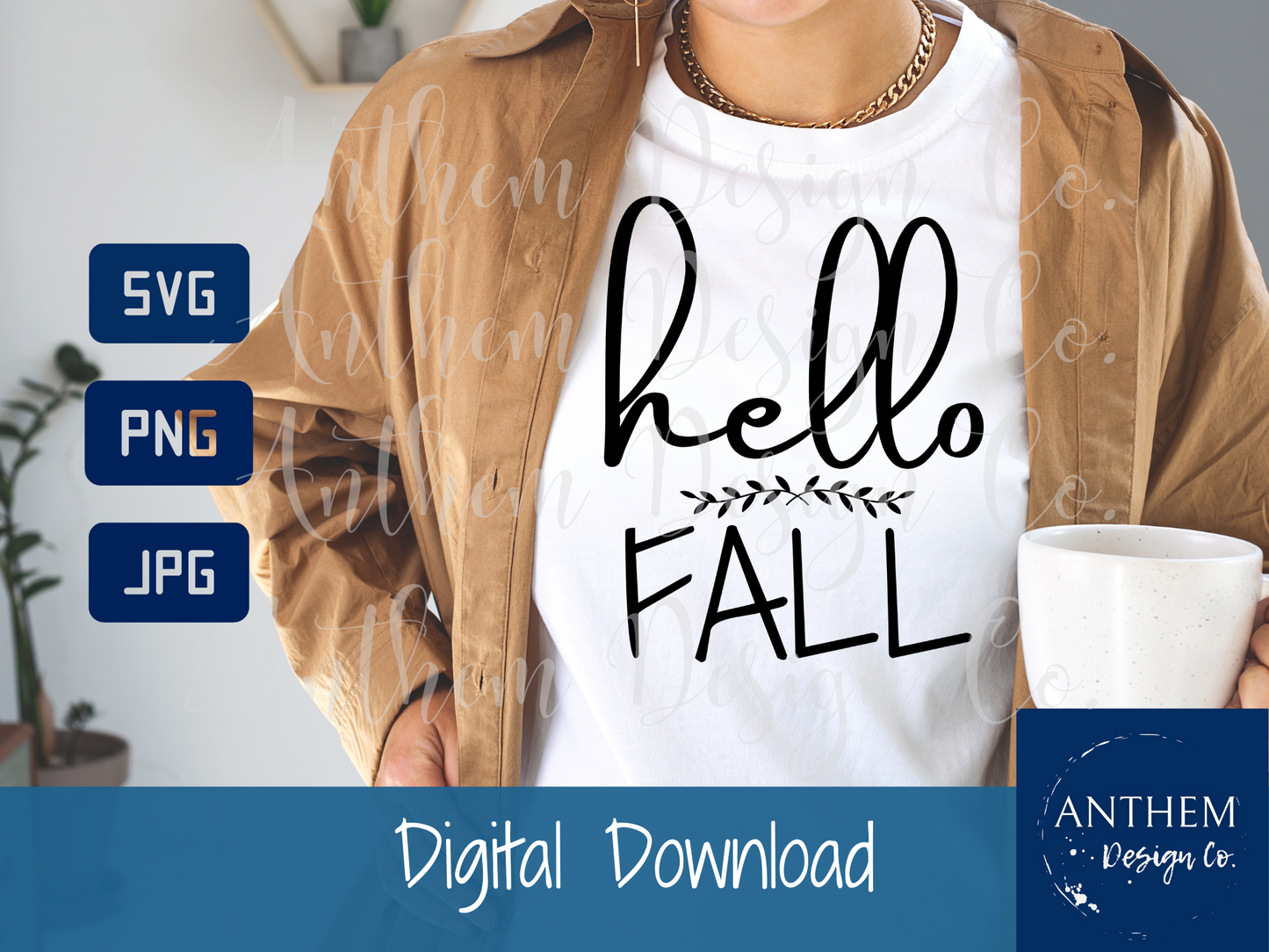 Hello Fall with leaves svg