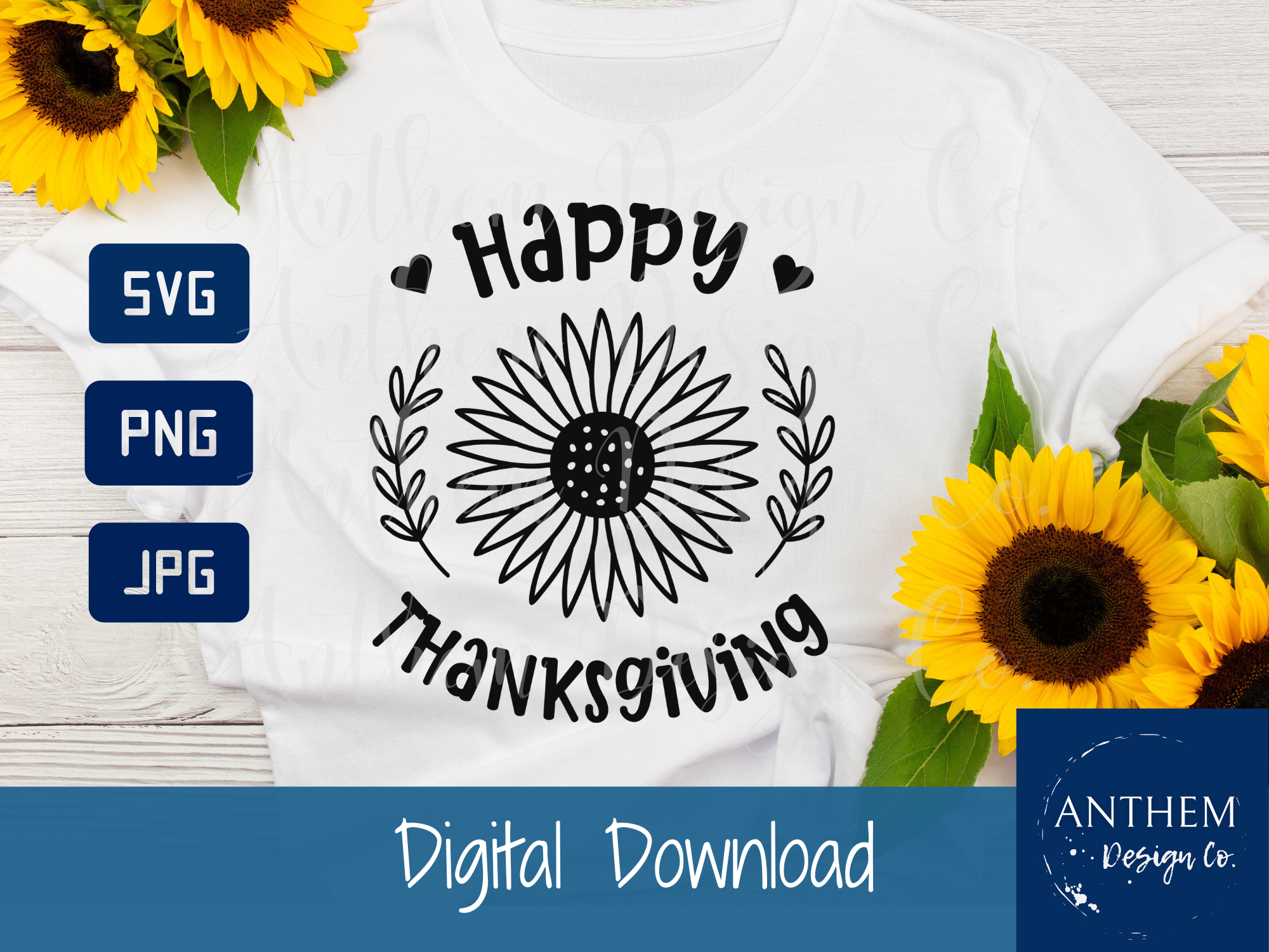 Happy Thanksgiving sunflower SVG | Cut File and Design