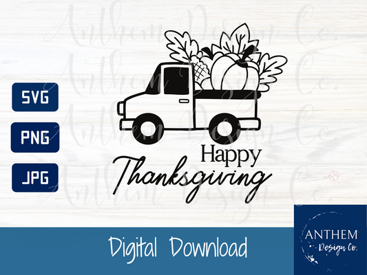 Happy Thanksgiving Farm Truck svg digital cut file