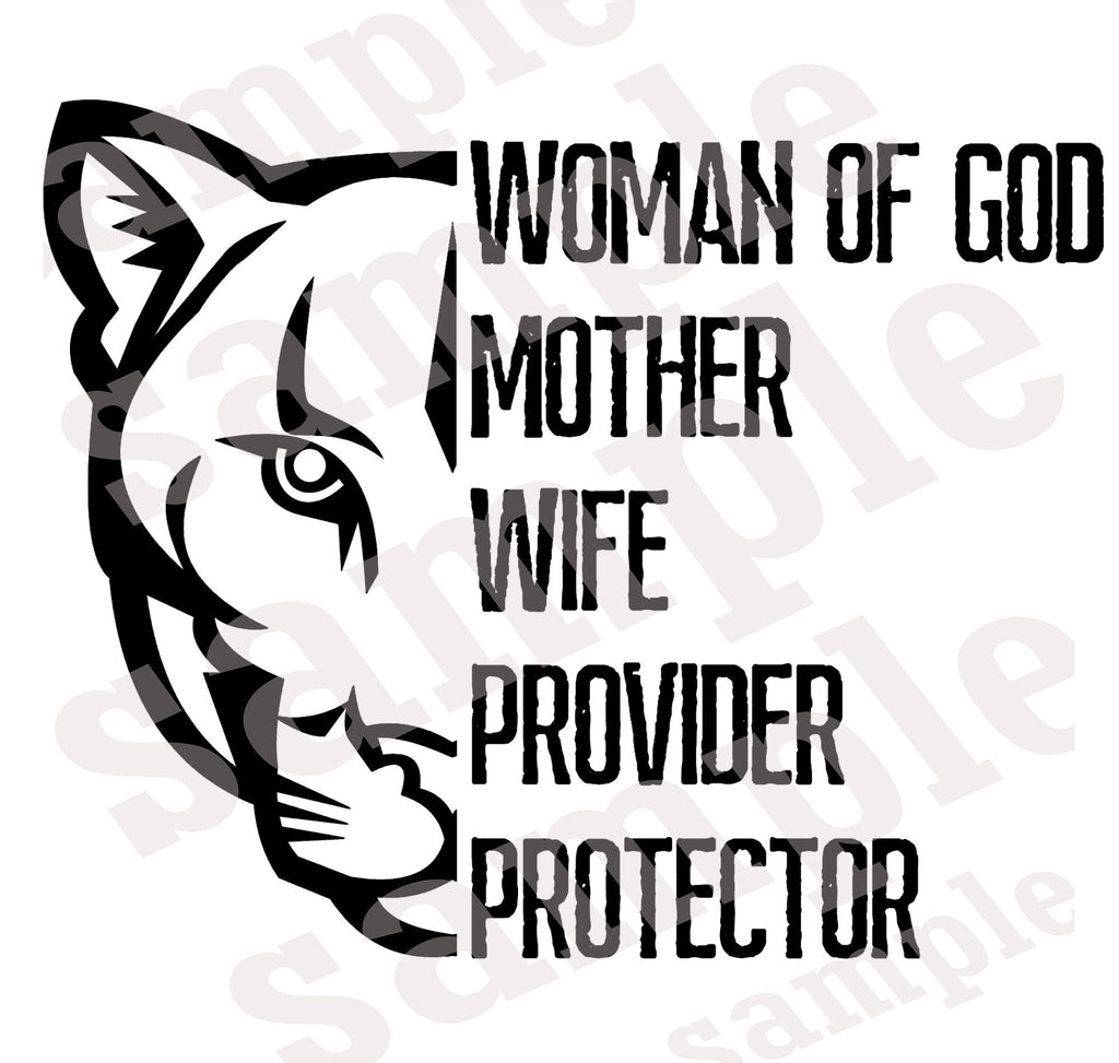 Woman of God Mother wife Provider Protector Lioness SVG | Cut File and Design