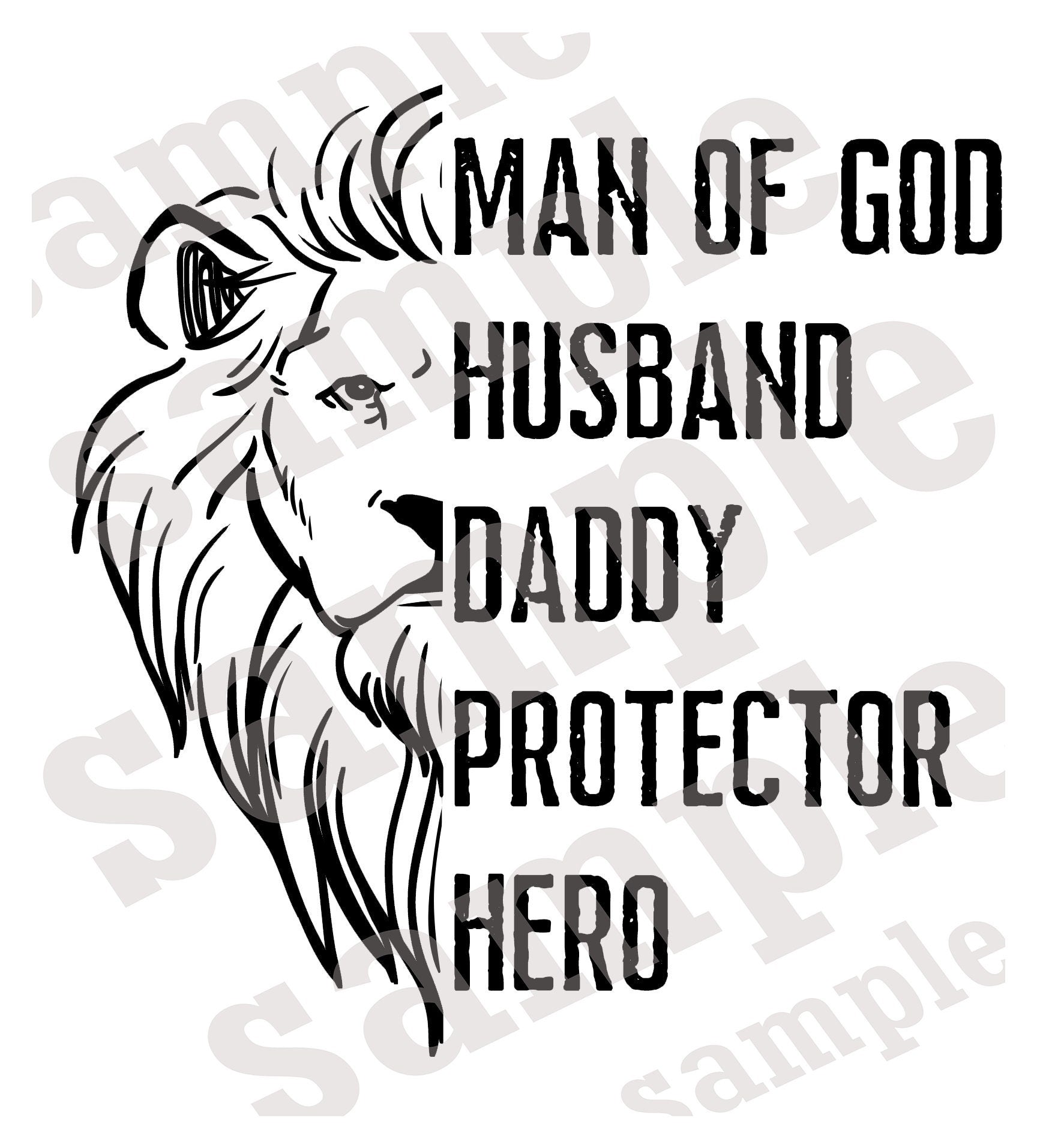 Man of God Lion Husband Daddy Protector Hero SVG | Cut File and Design