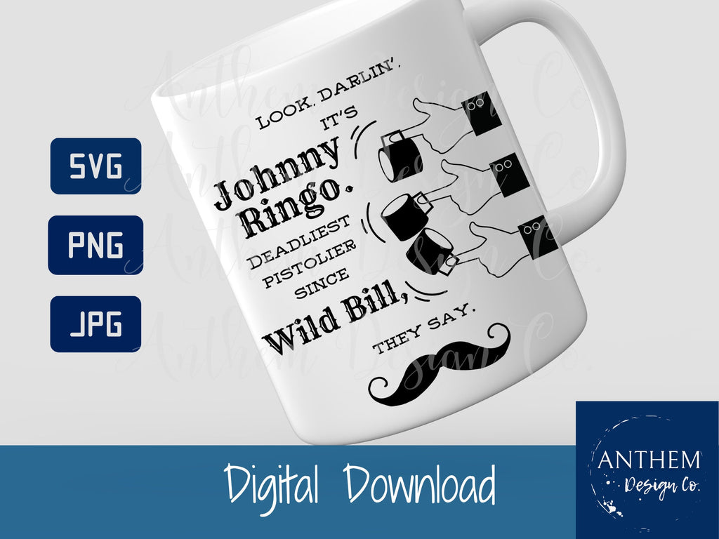 Doc Holliday and Johnny Ringo slinging mug SVG | Cut File and Design