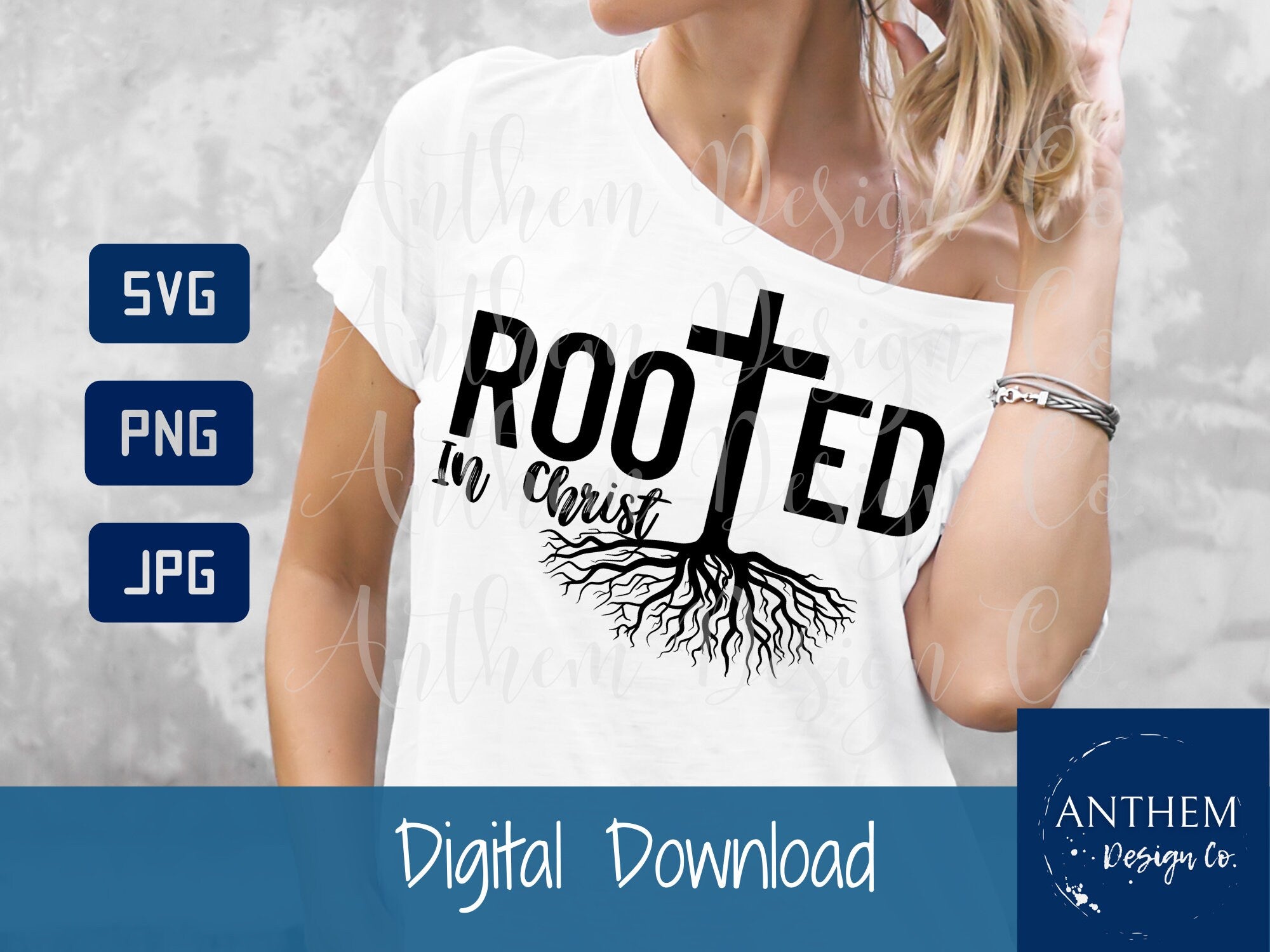 Rooted in Christ with Tree SVG | Cut File and Design – AnthemDesignCompany
