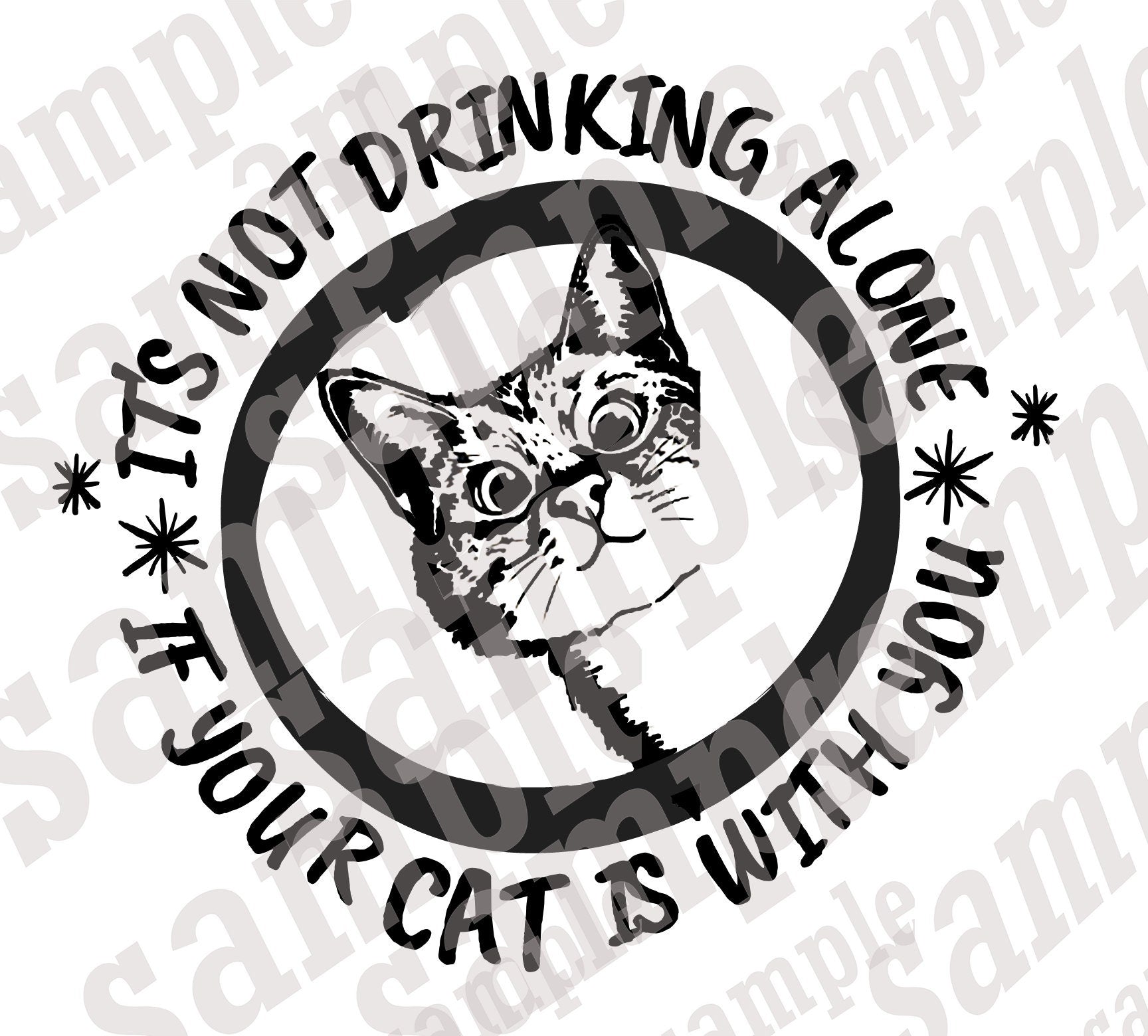Drinking with my cat SVG | Cut File and Design