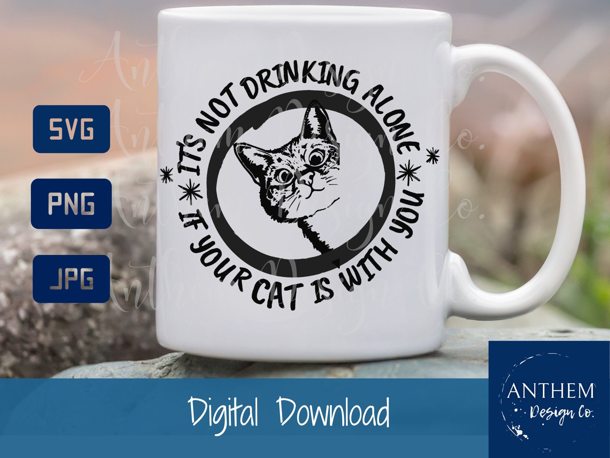 Drinking with my cat SVG | Cut File and Design