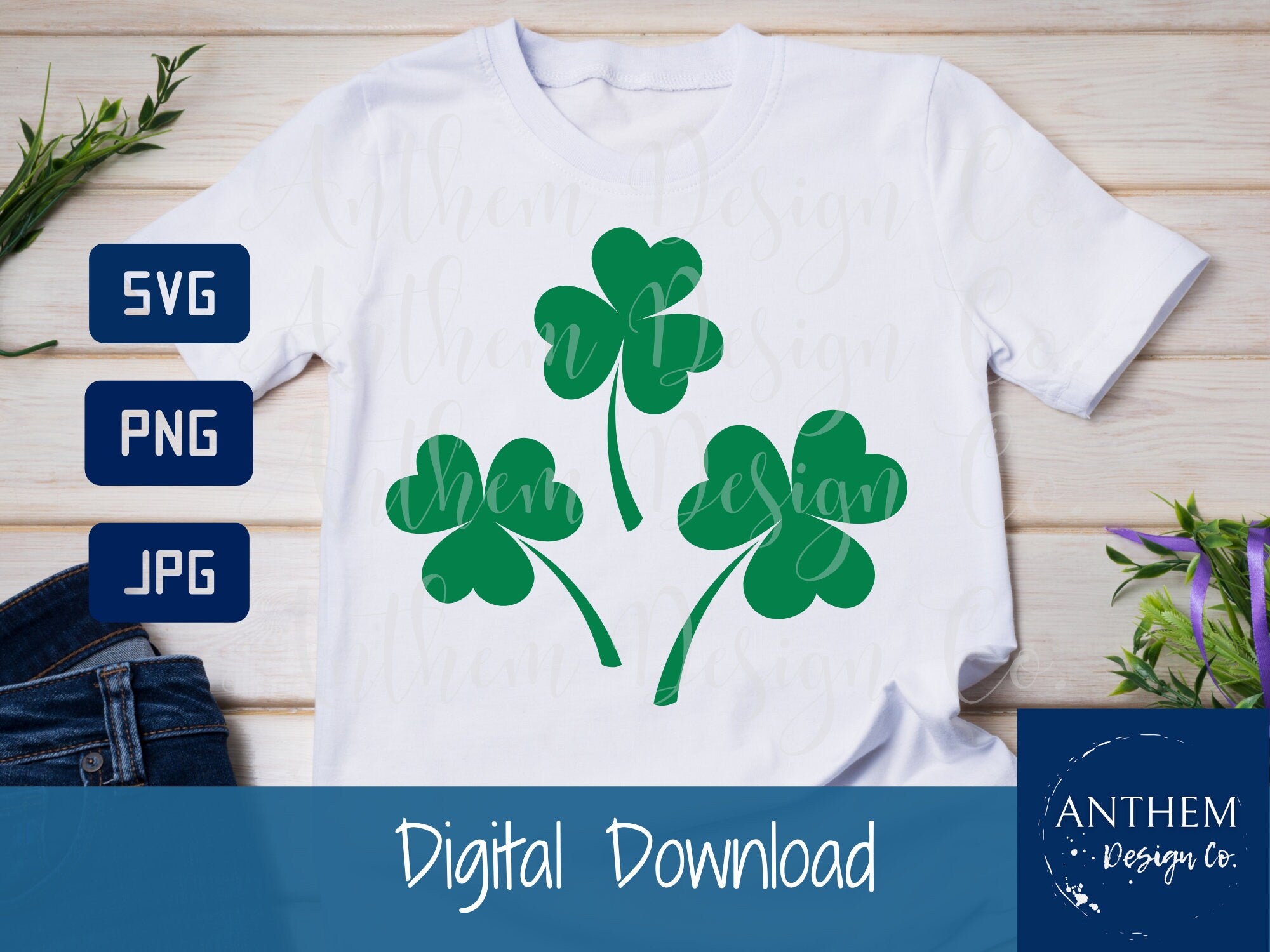 Lucky Three Shamrock SVG | Cut File and Design