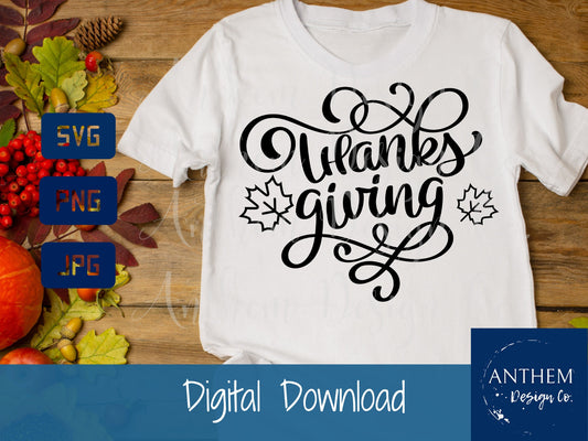 Thanksgiving svg, cursive Thanksgiving svg, Happy Thanksgiving day svg, pretty font, DIY Thanksgiving svg, turkey day svg