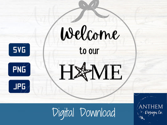 Nautical svg, starfish svg, door hanger svg, nautical door hanger svg, welcome sign svg, beach welcome sign, starfish welcome sign